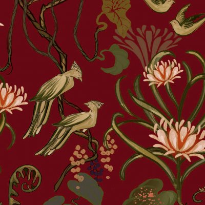 Mörkröda, röda Servetter Magnor Jungel - 33x33 cm