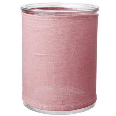 Rosa Överdrag i linne till glasburk. - 14x16 cm