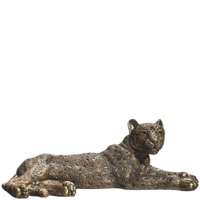 Staty Katt, Gepard i Guld och Brons - 23 cm lång