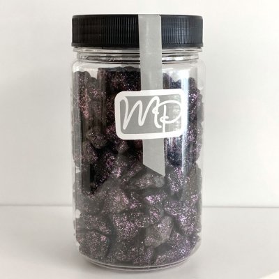 Lila stenar med glitter - Burk