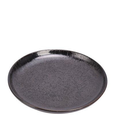 Svart assiett i porslin med reaktiv glasyr - 21 cm