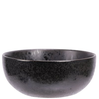 Svart skål, frukostskål i porslin med reaktiv glasyr - 15 cm