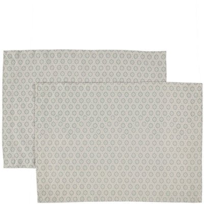 2 st bordstabletter i bomull / linne med grönt mönster - Gripsholm