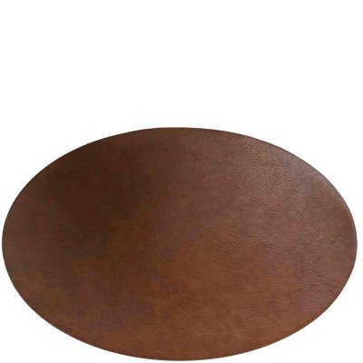 Oval bordstablett i brun PU - 43,5 x 28,5 cm