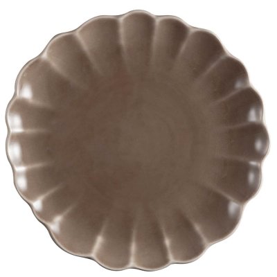 Brun tallrik Lotus från Stiernholm - Formad som lotusblomma i stengods - 27 cm