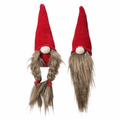 Jultomtar, julenissar skägg eller flätor - Far eller Mor. Textiltomte 25 cm hög