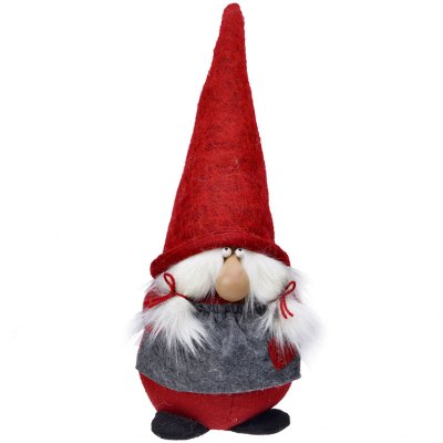 Tomtemor röd och grå textil - 40 cm hög