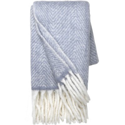 Ljusblå pläd i ull från cozy living - 170x130 cm
