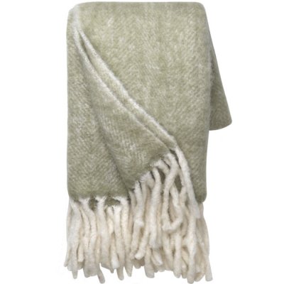 Ljusgrön pläd i ull från cozy living - 170x130 cm