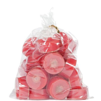 Höströda, ljus röda värmeljus i genomskinlig kopp - 20st