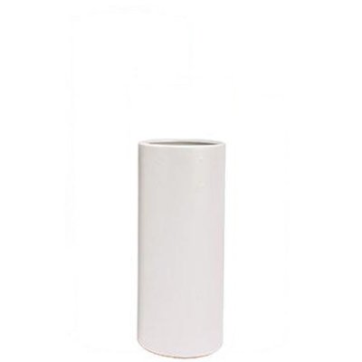 Vit vas cylinder i matt finish - 22 cm hög