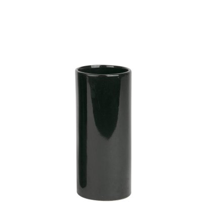 Svart vas i blank finish och cylinderformad - 22 cm hög