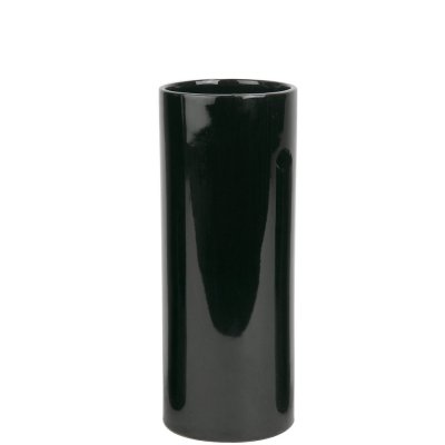 Svart vas i blank finish och cylinderformad - 30 cm hög