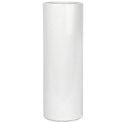 Vit vas cylinder i glaserat porslin - 40 cm hög