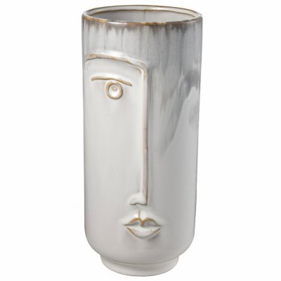 Vit vas Dali med ansikte och motiv inspirerat av salvador dali - Holmen design 24 cm hög