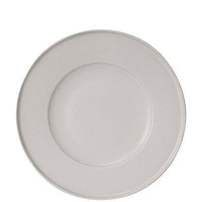 Vit assiett i stengods och sammets-look - 23 cm i diameter