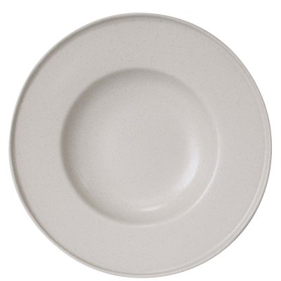 Vit djup tallrik i stengods och sammets-look - 25 cm i diameter