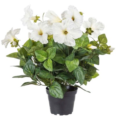 Vit Petunia konstblomma i kruka - 35 cm hög