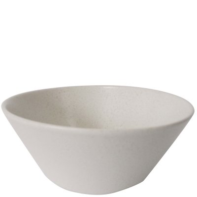 Vit skål i stengods och rustik sammets-look - 16 cm i diameter