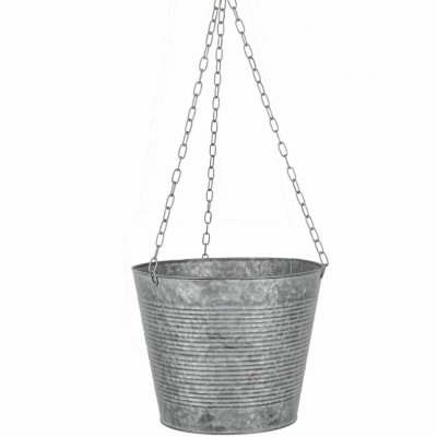 ampel, hängande kruka rand i zink - 26cm bred 29 cm hög