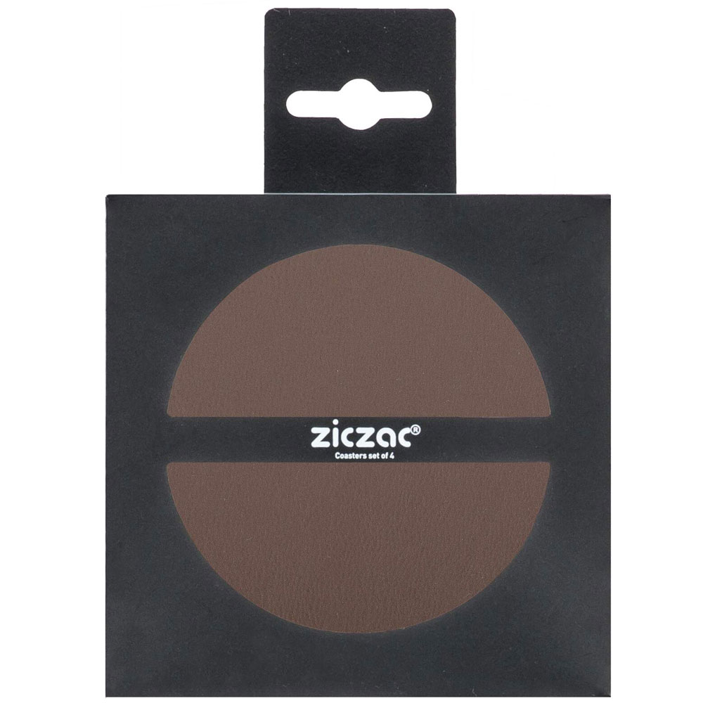 Glasunderlägg Ziczac Togo Brun PVC 4-Pack - 10 cm