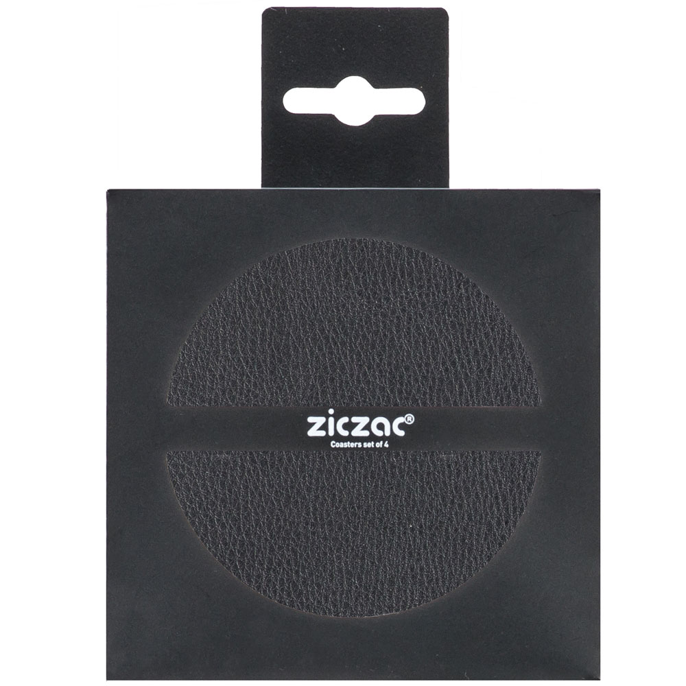 Glasunderlägg Ziczac Togo Svart PVC 4-Pack - 10 cm