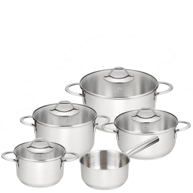 Grytset 5-Set med 4 Glaslock - Kitchen Essentials Steel