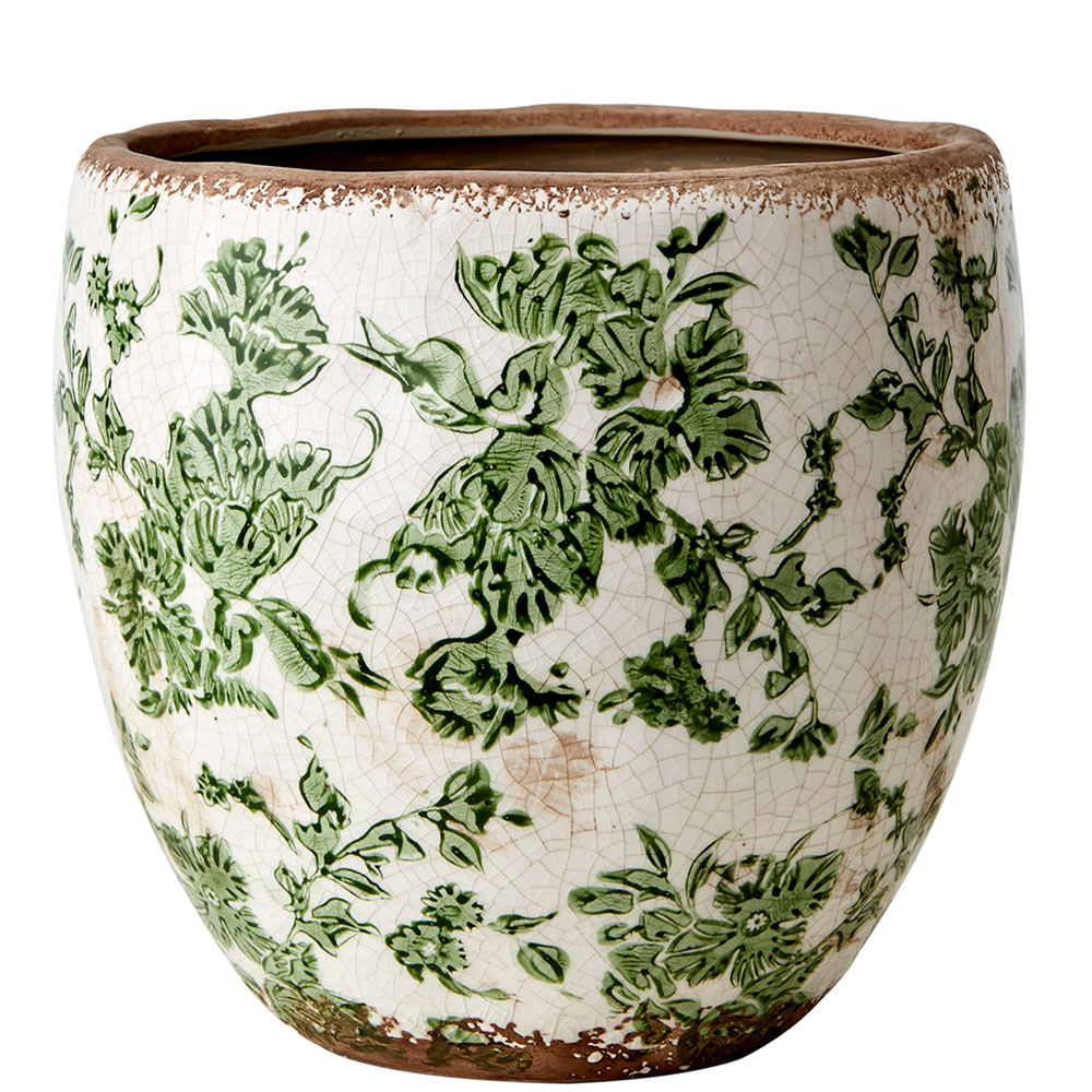 Kruka Victoria M - Vit Gr&ouml;n - H17 cm