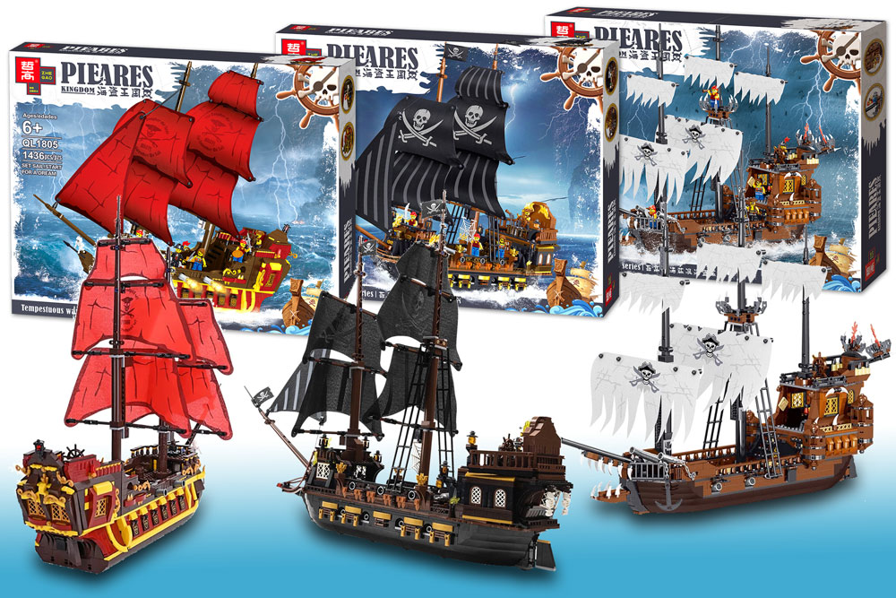 Lego kompatibla byggklossar - Piratskepp med sjörövare