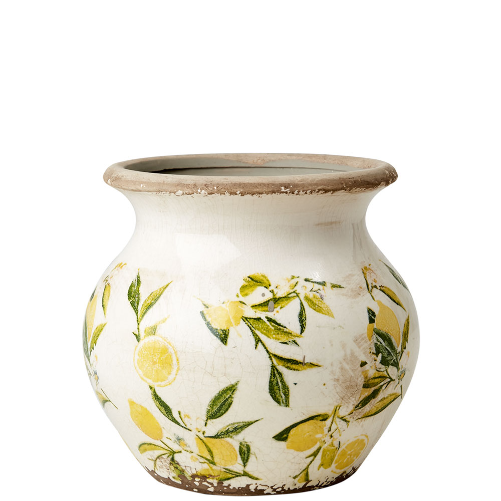 Urna Lemona S - Vit Grön Gul - H16 cm