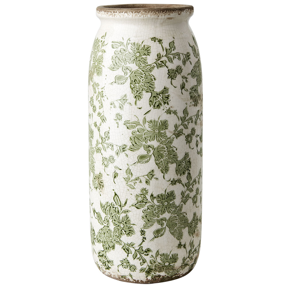 Urna Victoria L - Vit Grön - H37 cm