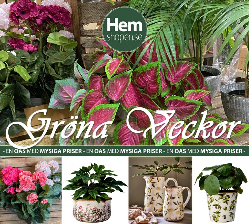 REA Gröna Veckor Kampanj och rea på konstgjorda gröna växter, blommor och krukor